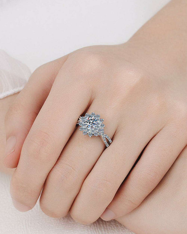 Eco-Chic Floral Lab-Diamond Split Shank Ring