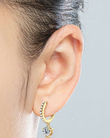 Elegant Sterling Silver Drop Earrings with Lab-Grown Diamonds