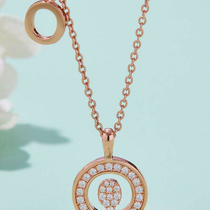 Stunning Rose Gold-Plated Necklace with Lab-Created Diamond - A Modern Elegance