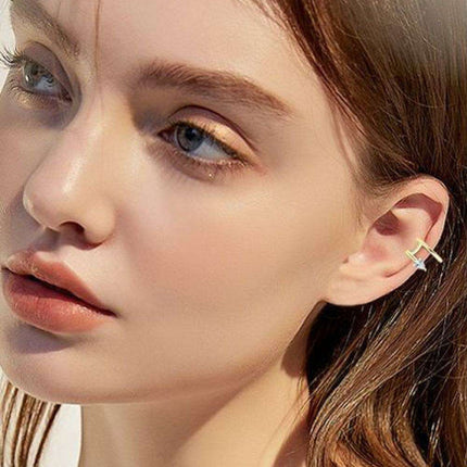 Elegant Moissanite Silver Cuff Earrings - Timeless Luxury with Warranty