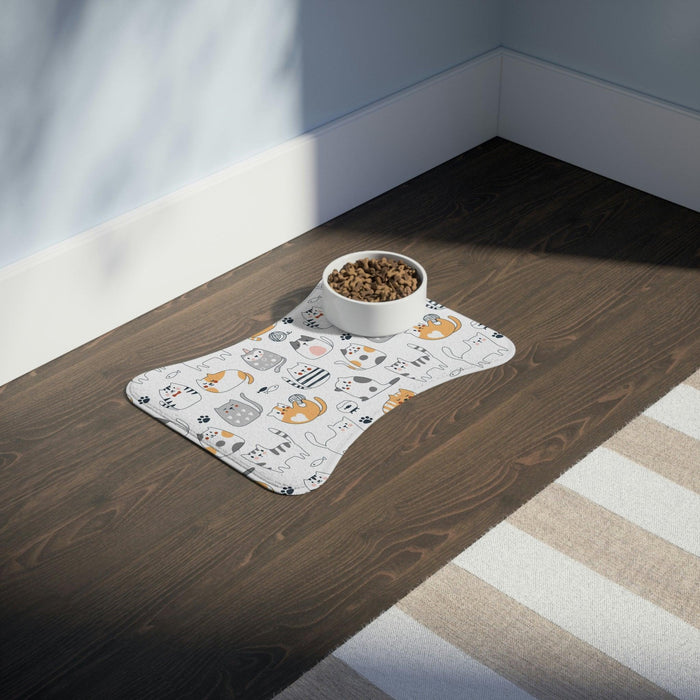 Personalized Pet Feeding Mats with Fun Bone and Fish Designs - Non-Slip and Absorbent Mats