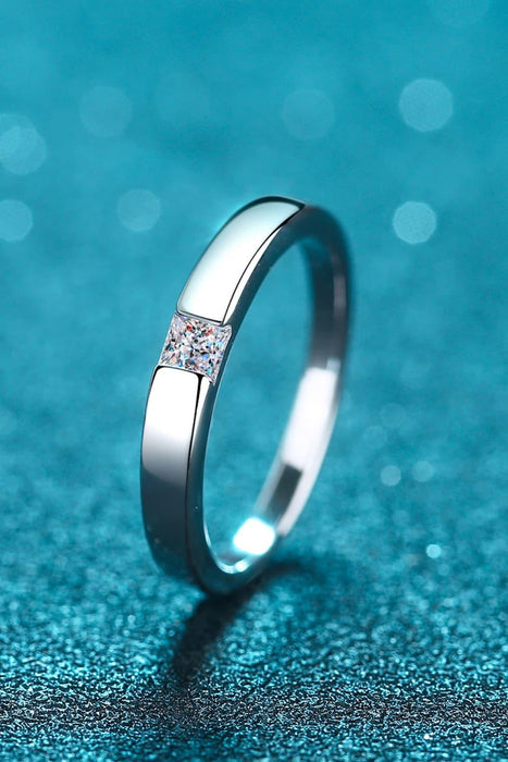 Elegant Moissanite and Sterling Silver Rhodium-Plated Ring Set with Certification and Warranty