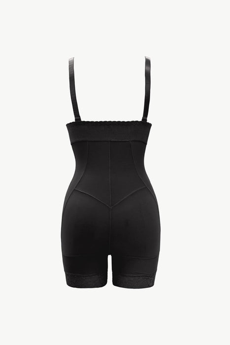 Zippered Under-Bust Shaping Bodysuit with Lace Detail
