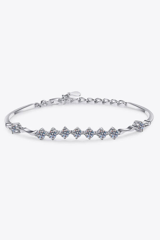 Exquisite Lab-Diamond Sterling Silver Bracelet with Rhodium Plating