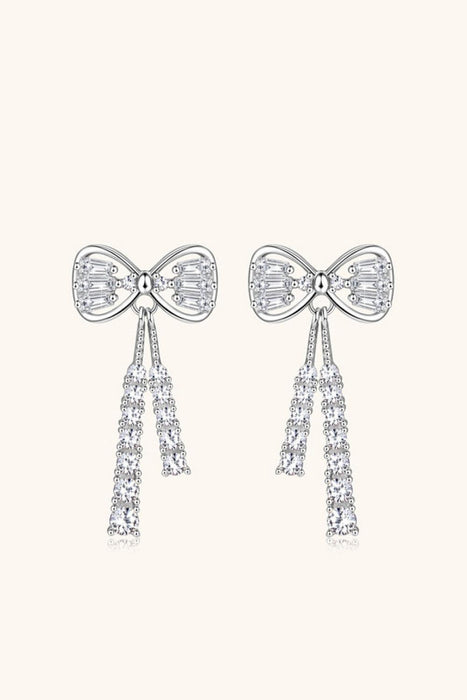 Sophisticated 1.12 Carat Lab-Grown Diamond Bow Earrings with Sterling Silver and Platinum or 18K Gold Finishes
