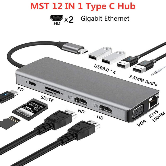 Dual HDMI Docking Station with USB 3.0 Hub and 4K Image Output - 6-in-1 Multiport Adapter