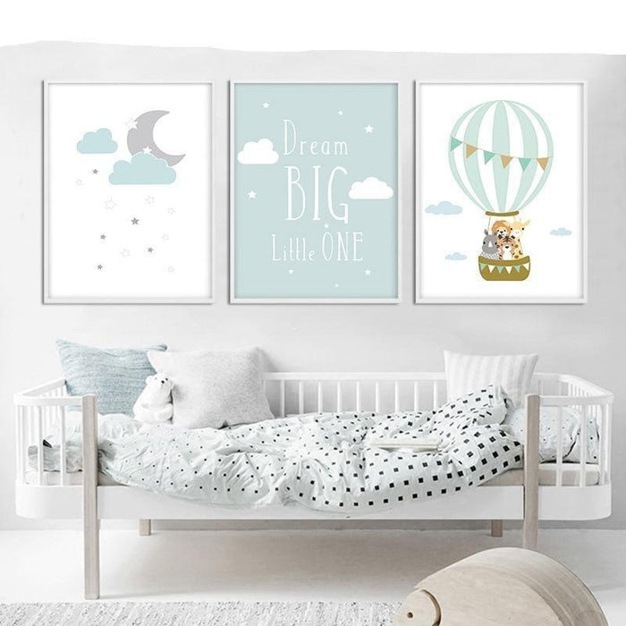 Dream Big Quotes Nordic Style Canvas Print for Nursery Decor