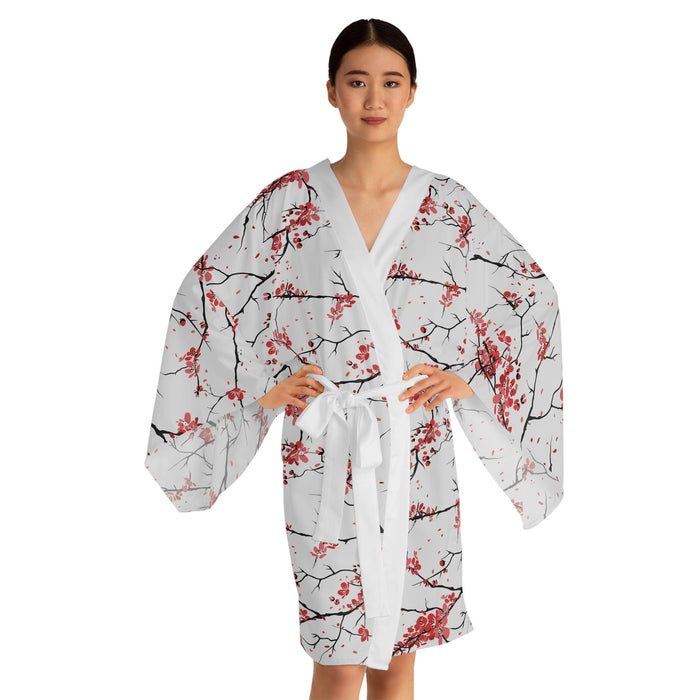 Japanese Floral Long Sleeve Kimono Robe