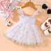 Adorable Embroidered Square Neck Baby Dress with Flutter Sleeves
