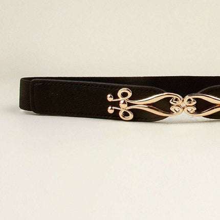 Elegant Versatile Elastic Belt with Stylish Alloy Buckle for Fashion-Forward Looks