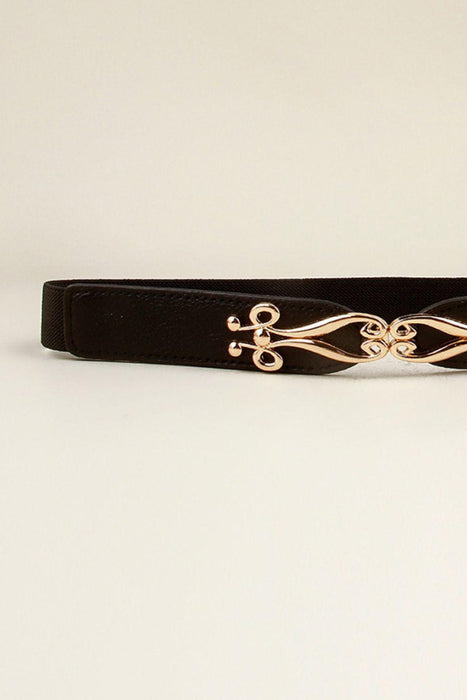 Chic Elastic Belt with Stylish Alloy Buckle - Fashionable Accessory for Versatile Outfits