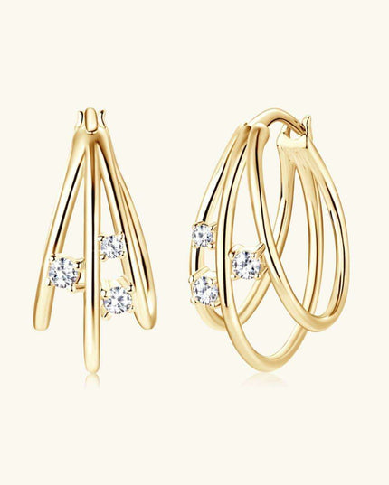 Lavish Moissanite Teardrop Earrings with Lab-Diamond Accents in White Gold and Yellow Gold Plating