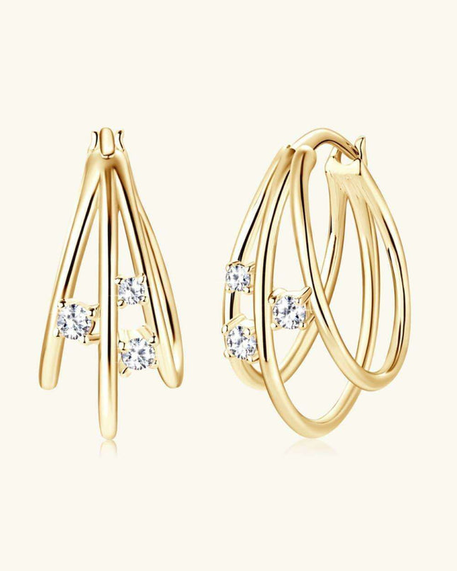 Lavish Moissanite Teardrop Earrings with Lab-Diamond Accents in White Gold and Yellow Gold Plating