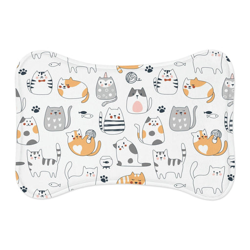 Customizable Pet Meal Mats with Playful Bone and Fish Designs - Slip-Resistant and Super Absorbent Mats