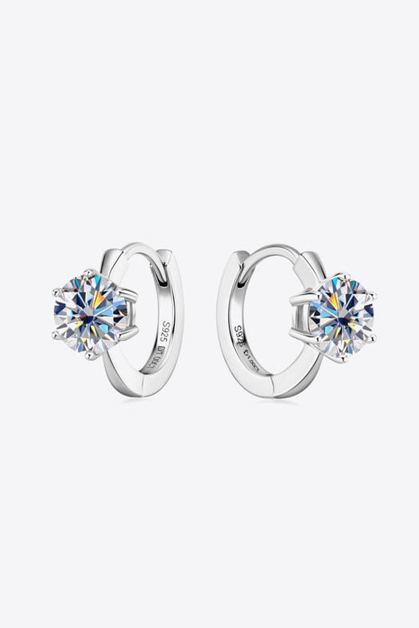 Radiant 1 Carat Moissanite Sterling Silver Huggie Earrings - Platinum/Gold-Plated Options