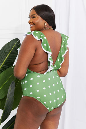 Marina West Swim Moonlit Dip Ruffle Plunge Swimsuit in Mid Green-Trendsi-Mid Green-S-Très Elite