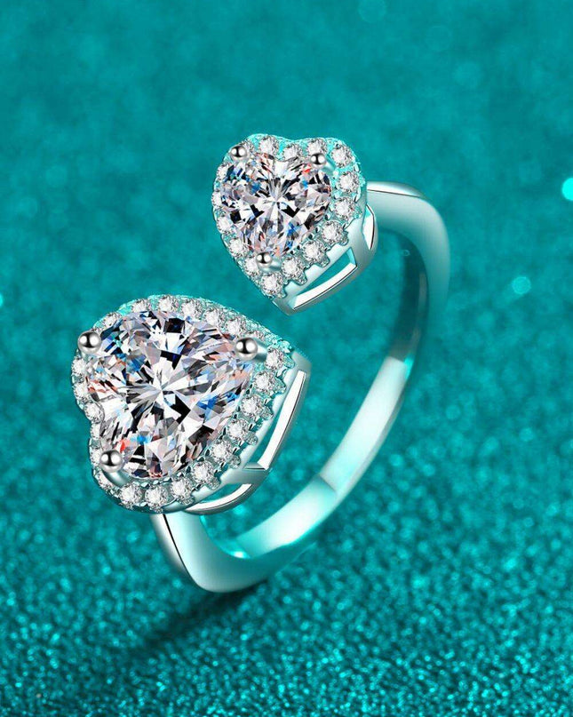 Heart-Shaped Lab-Grown Diamond Ring Set in Sterling Silver with Zircon Accents