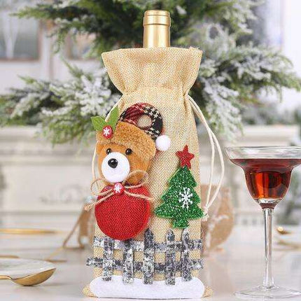 Cheerful Holiday Wine Bottle Doll Covers - Set of Two