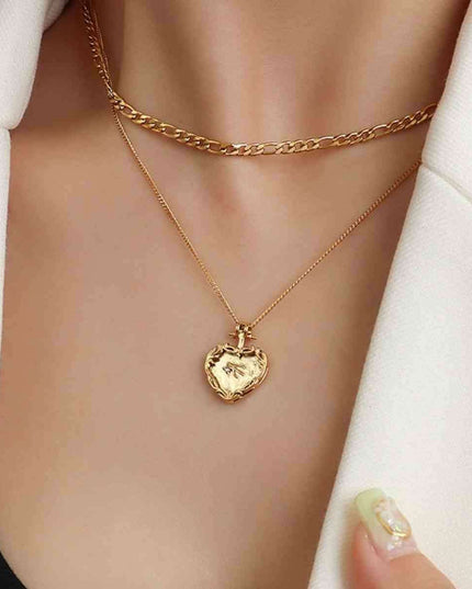 Charming Dual-Layered Titanium Heart Pendant Necklace