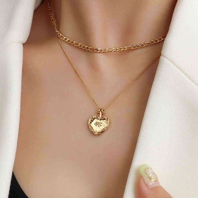 Charming Dual-Layered Titanium Heart Pendant Necklace