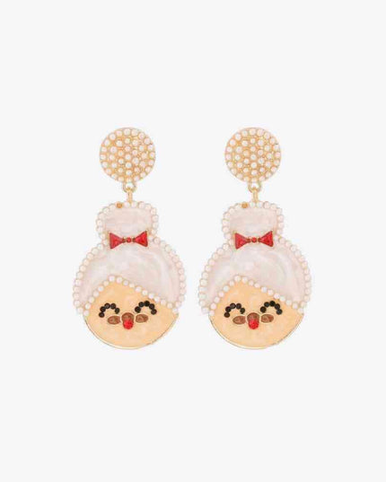 Sparkling Cheer: Mrs. Claus Rhinestone Statement Earrings for Holiday Glamour