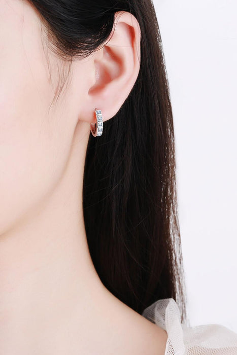Elegant Sterling Silver Moissanite Huggie Earrings