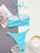 Grommet Embellished Halter Bikini Set with High-Waist Bottoms