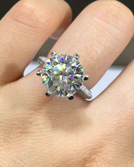 Elegant Geometric Moissanite & Zircon Ring in Sterling Silver - 5 Carats