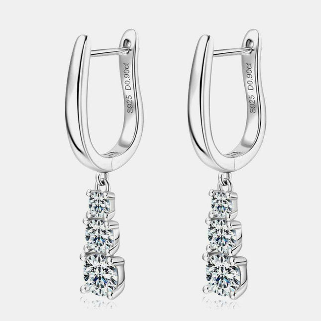 Gorgeous 1.8 Carat Moissanite Silver Dangle Earrings for Elegant Style