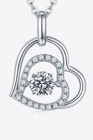 Moissanite Heart Pendant Necklace-Trendsi-Silver-One Size-Très Elite