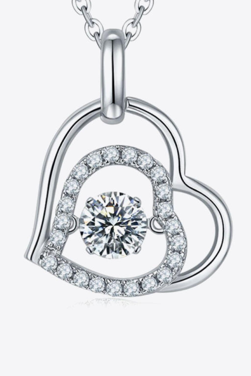 Glimmering Love: Lab-Diamond Heart Pendant Necklace with Zircon Accents