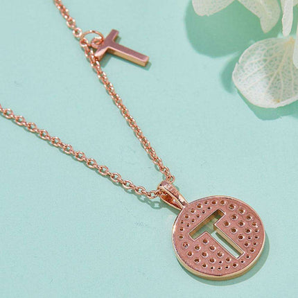 Stunning Rose Gold-Plated Necklace with Lab-Created Diamond - A Modern Elegance