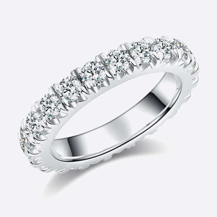 Timeless Radiance Lab-Created Diamond and Moissanite Silver Eternity Band