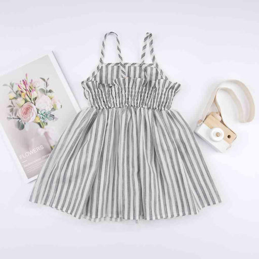 Striped Spaghetti Strap Dress with Bow Detail