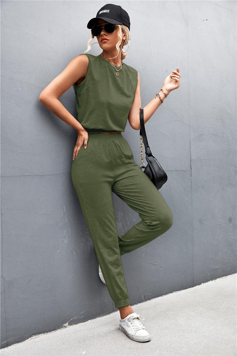 Chic Sleeveless Top and Joggers Set