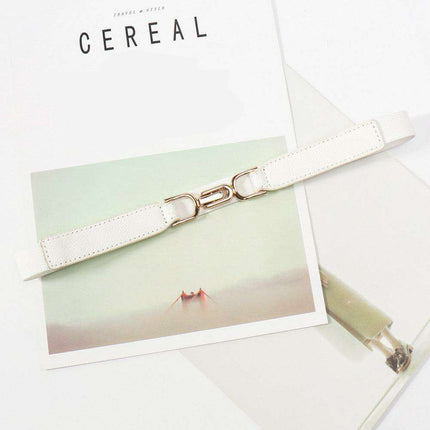 Elegant Stretch Belt with Distinctive Metal Buckle - High-Quality PU Leather