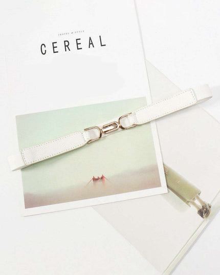 Elegant Stretch Belt with Distinctive Metal Buckle - High-Quality PU Leather