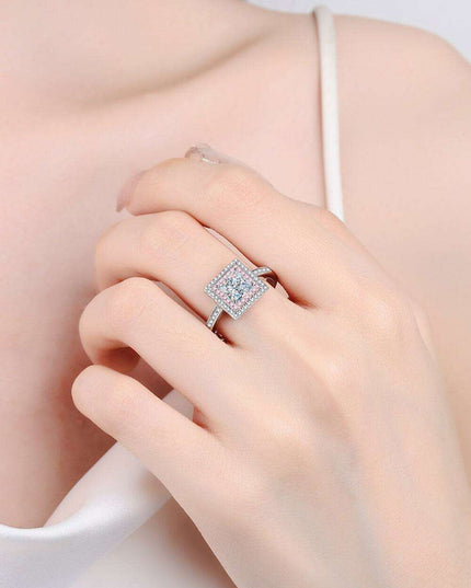 Chic Geometric Lab-Diamond Ring Ensemble with Radiant Zircon Highlights
