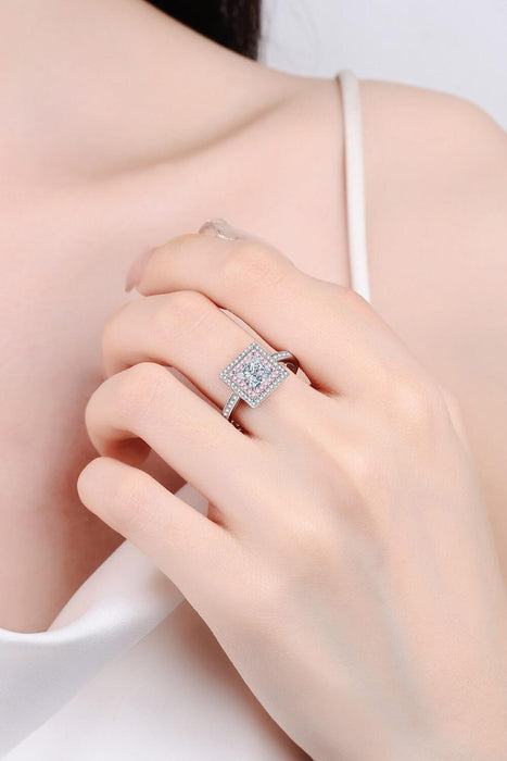 Geometric Sparkle Moissanite Ring Set with Zircon Accents