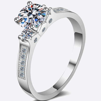 Elegant Minimalist Lab-Grown Diamond Silver Ring with Sparkling Zircon Accents