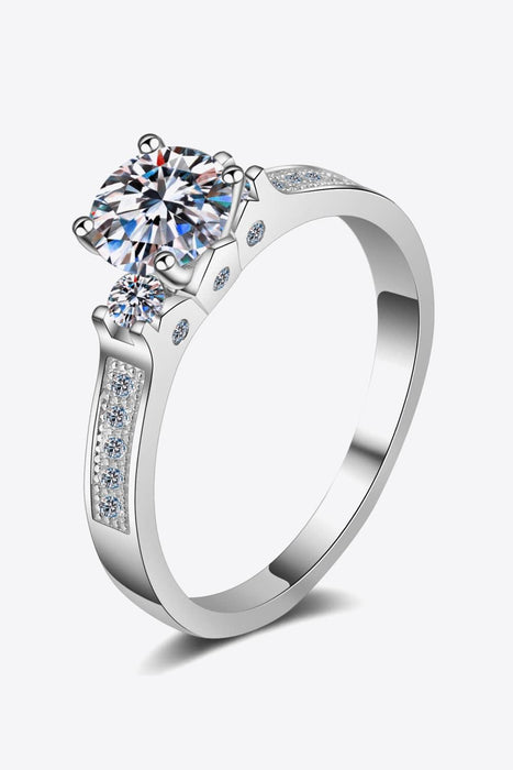 Elegant Moissanite and Zircon Sterling Silver Ring - Timeless Beauty