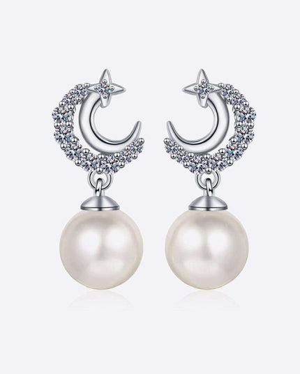 Sophisticated Moissanite and Pearl Drop Earrings
