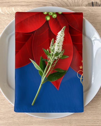 Charming Holiday Table Napkin Set - Festive Blue and Red Collection (Set of 4)