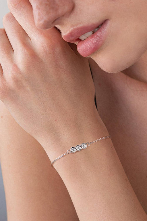 Elegant Sterling Silver Bracelet with Sparkling Moissanite - Sophisticated Glamour