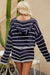 Striped Sheer Knit Hoodie and Shorts Ensemble