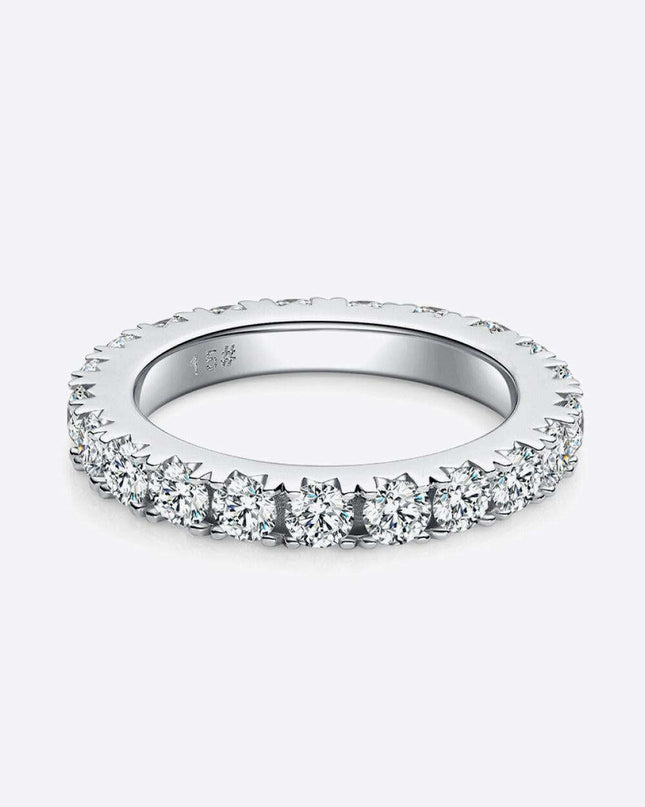 Eternal Elegance Moissanite Infinity Ring in Platinum-Plated Sterling Silver