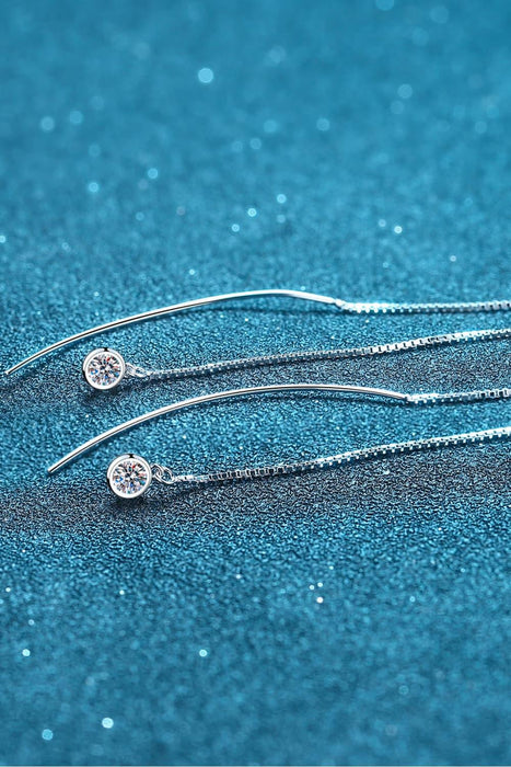 Elevate Your Style with Chic Moissanite Accent Sterling Silver Threader Earrings for Effortless Sophistication