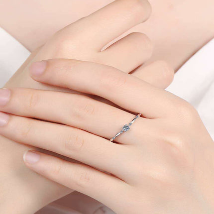 Elegant Rhodium-Finished Sterling Silver Ring with Lab Grown Diamond