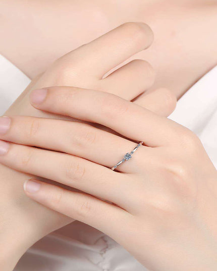 Elegant Rhodium-Finished Sterling Silver Ring with Lab Grown Diamond