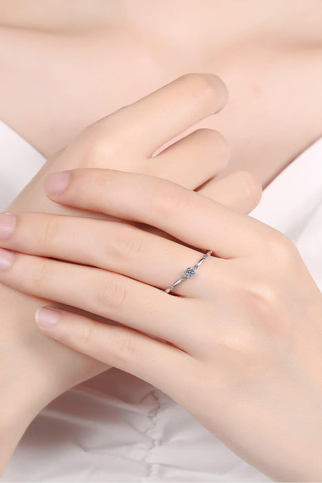 Elegant Lab Grown Diamond Sterling Silver Ring with Rhodium Finish